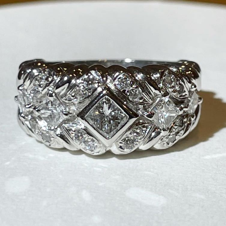☆Pt900 ダイヤ1.04ct-0.19ct付きリング☆拍卖
