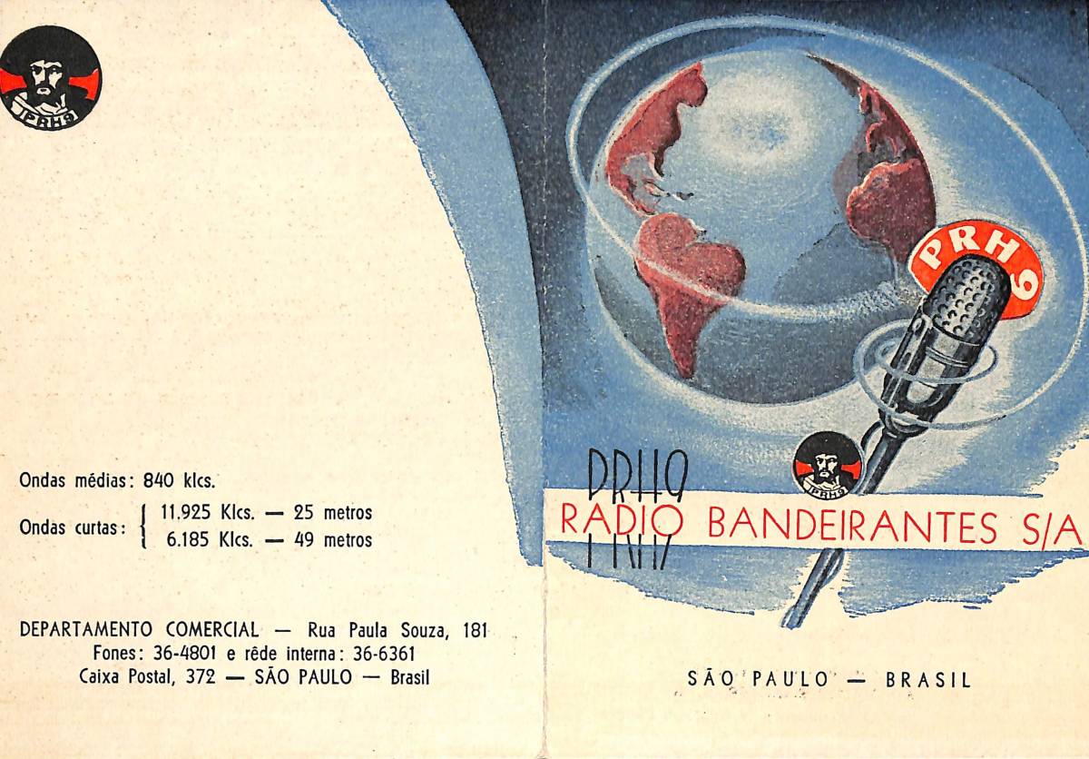 即決★送料込★BCL★難局★入手困難★希少無記名ベリカード★ラジオ・バンデランテス★Radio Bandeirantes★中南米★ブラジル★1967年拍卖