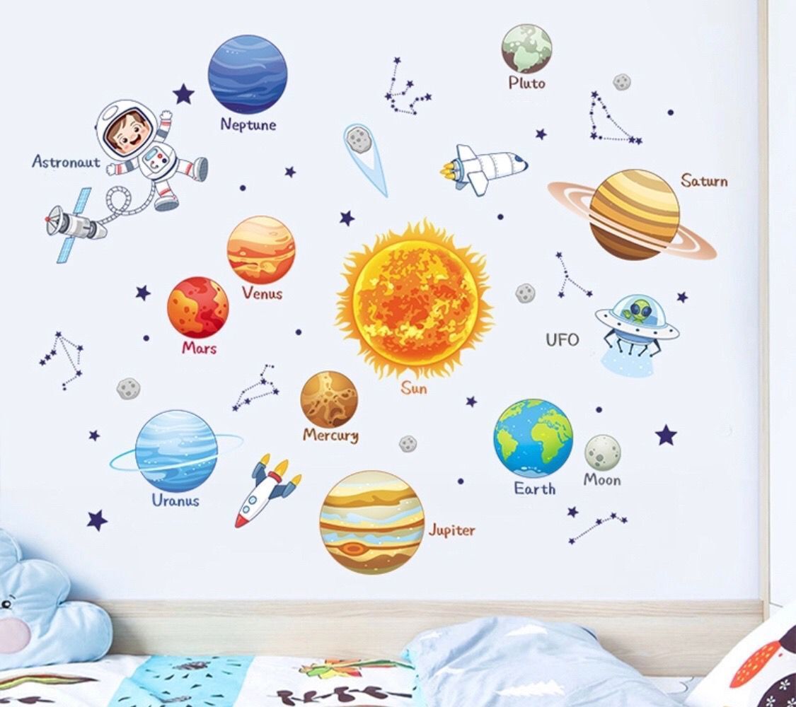 hesperus ウォールステッカー YC008 宇宙世界 惑星 宇宙飛行士 子供の英語教育 DIY 壁紙 インテリアシート 剥がせる 送料無料拍卖