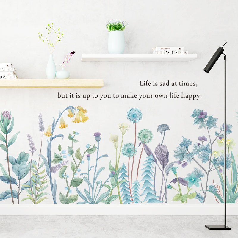 hesperus ウォールステッカー YAC025 ガーデン ブルー 葉 癒す DIY 壁紙 インテリアシート 剥がせるシール 送料無料拍卖