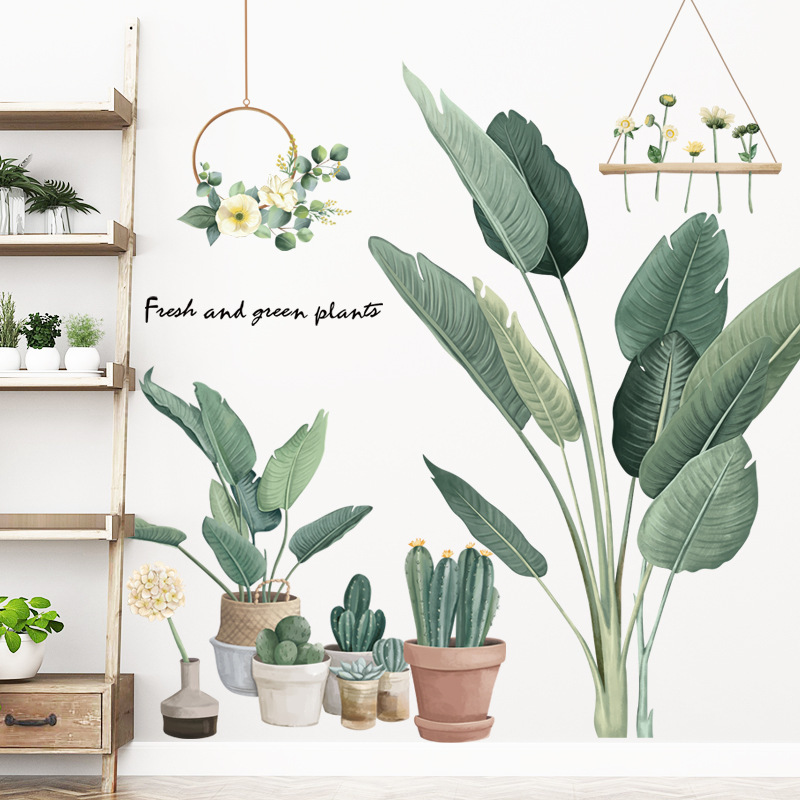 hesperus ウォールステッカー YAC020 ガーデン 植木鉢 葉 リース 癒す DIY 壁紙 インテリアシート 剥がせるシール 送料無料拍卖