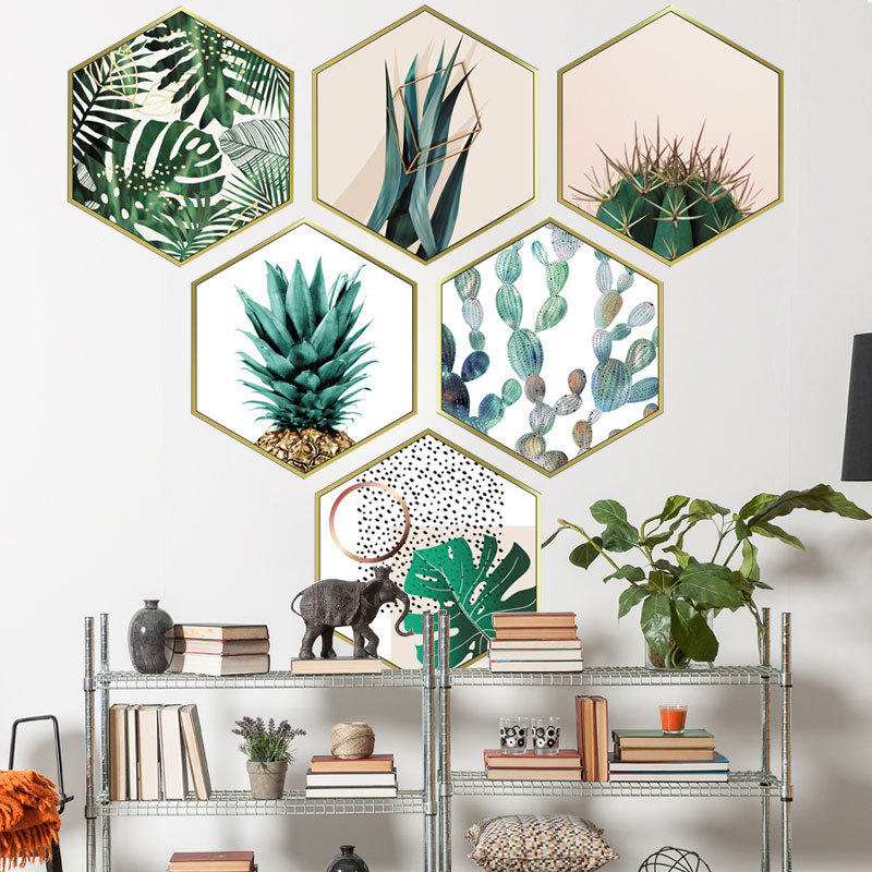 hesperus ウォールステッカー YAC032 サボテン 六角形 葉 パインアップル DIY 壁紙 インテリアシート 剥がせる 送料無料拍卖