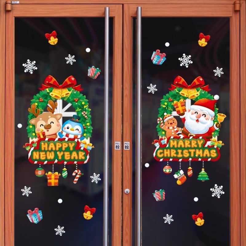hesperus ウォールステッカー YSD032 クリスマス ベル サンタクロース リース DIY壁紙インテリア窓シート剥がせる 送料無料拍卖