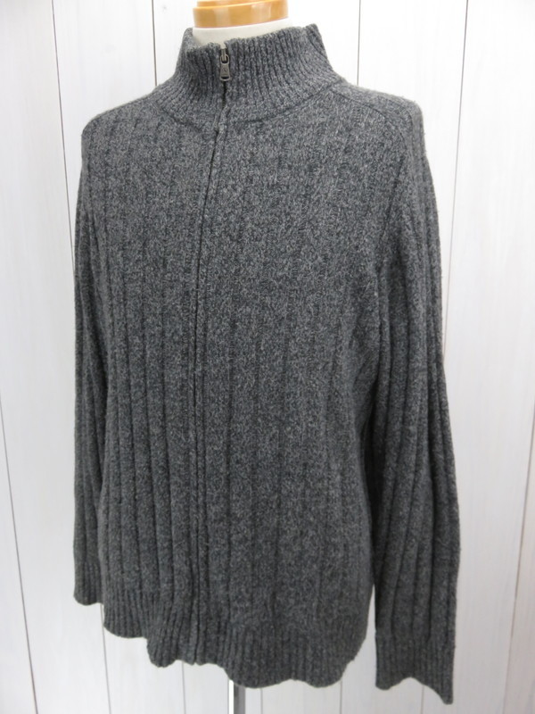 【送料無料】AIGLE エーグル ジップアップニットセーター カーディガン グレー L拍卖