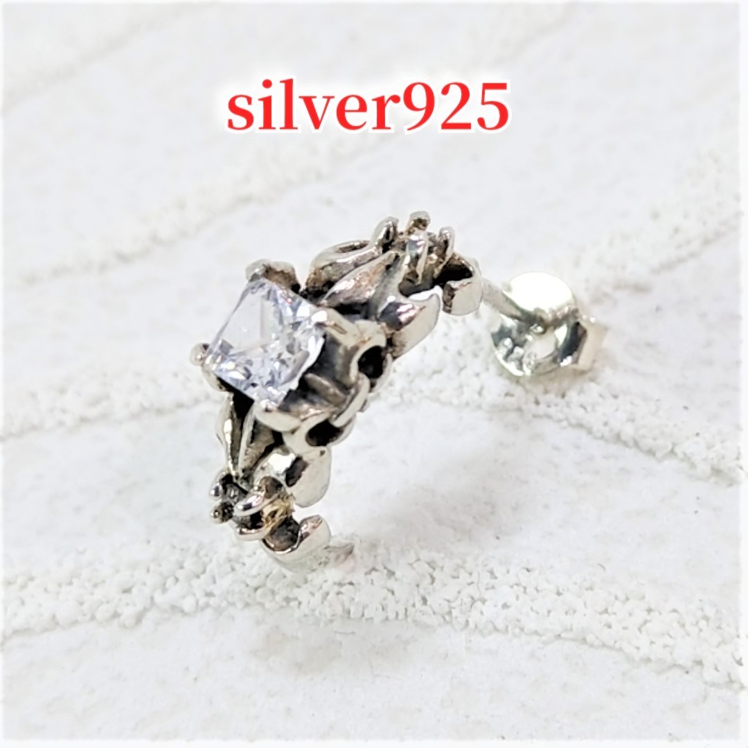 ジルコニア/クリア フローラル フープ調ピアス シルバー925 silver925 片耳から 激安拍卖