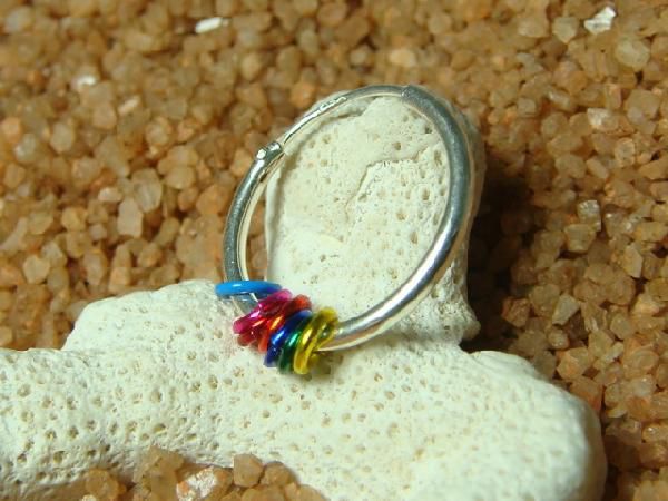 大人気 カラーリング付 フープピアス 直径13ミリ シルバー925 片耳~拍卖