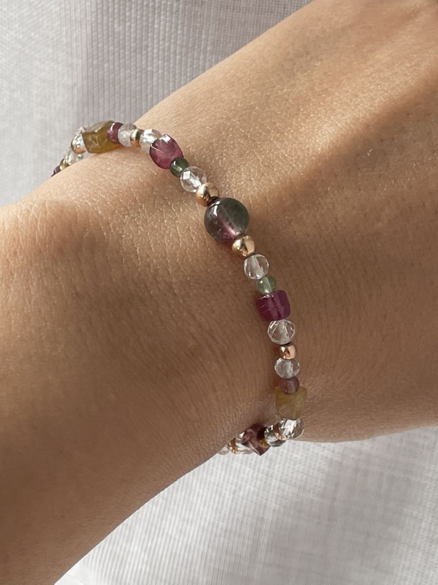 ウォーターメロントルマリン バイカラートルマリン 天然石ブレスレット パワーストーン拍卖