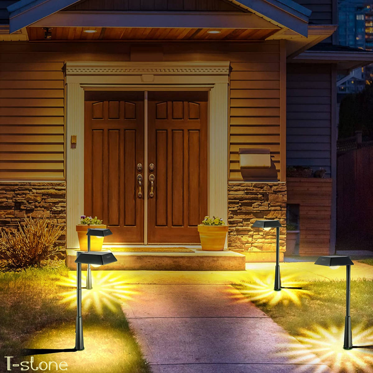 ソーラーライト 3種の配光・2種の調光モード 4個セット 野外ライト ガーデン お洒落 レトロ お庭 高さ調整可能 インテリア 雰囲気作り拍卖