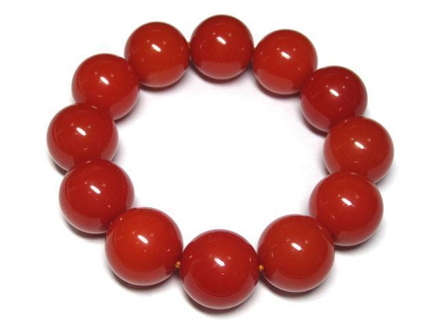 アンブロイド琥珀 ブレスレット ラウンド 約20mm レッド 合成琥珀 再生琥珀 アンバー 赤 1000501☆拍卖
