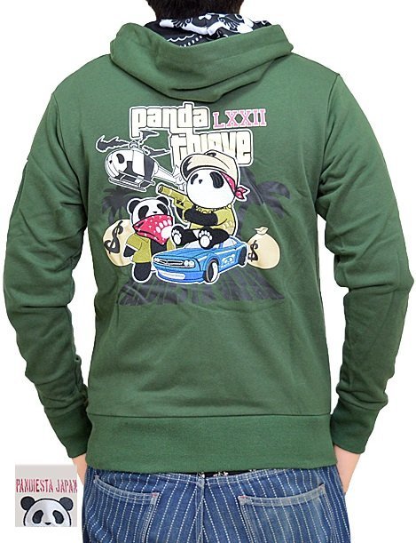 GANG PANDAフルジップパーカー◆PANDIESTA JAPAN グリーンLサイズ 592352 パンディエスタジャパン パンダ 刺繍拍卖