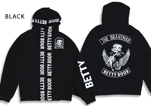 BR×BETTYコラボ 三層ストレッチパーカー◆The BRAVE-MAN ブラックLサイズ BBB-2239 ブレイブマン ベティーちゃん拍卖