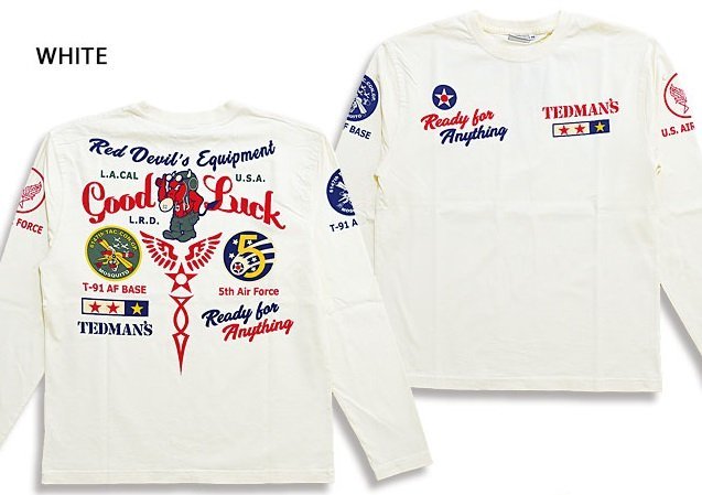 5th Air ForceロングTシャツ◆TEDMAN/テッドマン ホワイトXXLサイズ(サイズ46)TDLS-349 エフ商会 efu 長袖 ミリタリー拍卖