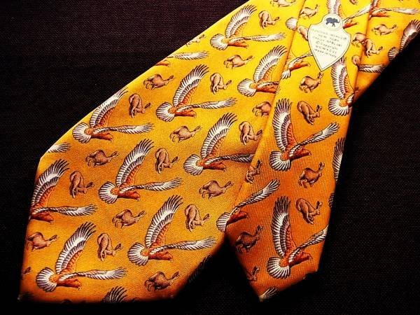 ♪2297D♪状態並品【兎 うさぎ 鷹 柄】ハンティングワールド【Hunting World】ネクタイ拍卖