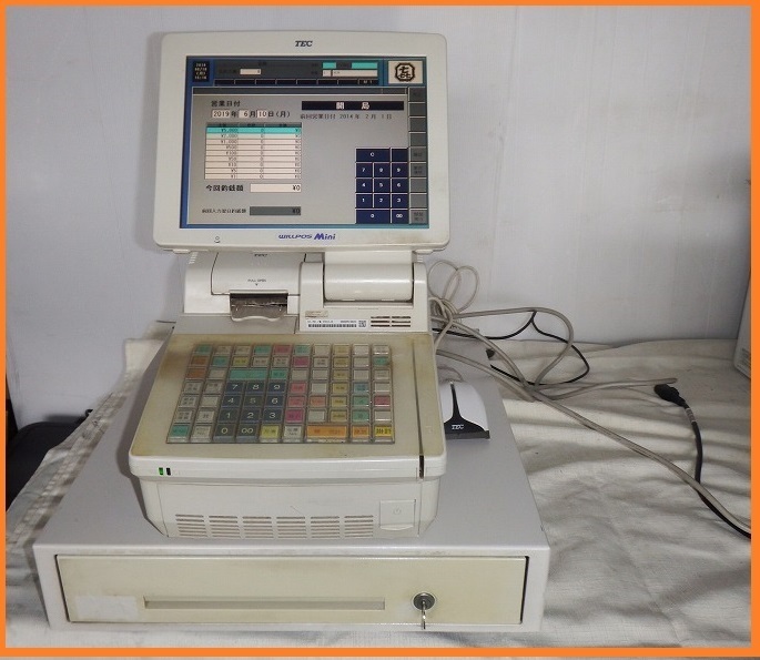 TR7■通電OK!TEC レジST-701-FM-1F011-R+ドロワーDRW-4650V6-F1+タッチスキャナーHS-560-UB-24S一式鍵付き飲食店【I0610K17】店舗用品拍卖