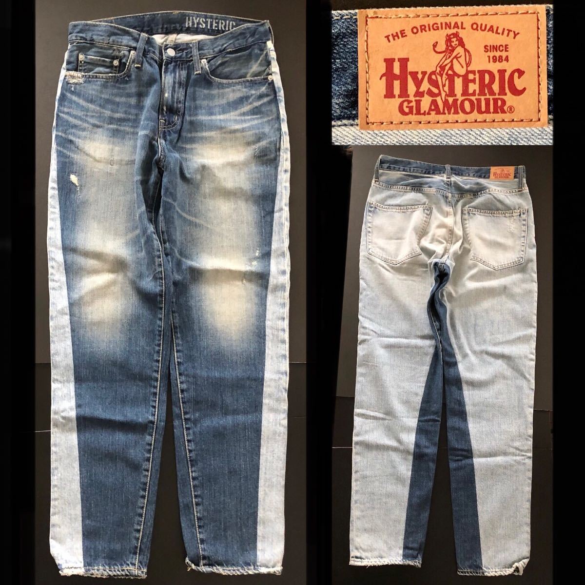FBE加工デニム★8分丈 テーパードパンツ 30/HYSTERIC GLAMOUR 新品★リメイク ヴィンテージ INDIGO切替 デニムパンツ ヒステリックグラマー拍卖