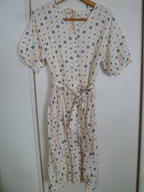 Free'sMart/フリーズマート□アイボリーエスニック風ボリューム袖前開きシャツワンピースFR/ウエストリボンサンエーロング□BO618拍卖