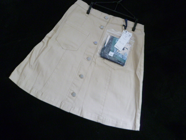 【新品】DISNEY/ディズニー□アリエルデザインベージュ台形スカートL/W69-77スカーフベルト付きプリンセス□SK616拍卖