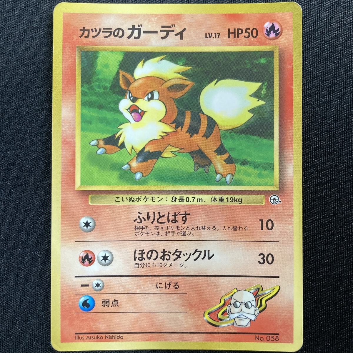 Blaine's Growlithe No. 058 Pokemon Card Corocoro Promo Glossy GYM Japanese カツラのガーディ ポケモン カード 旧裏面 ポケカ 210622拍卖