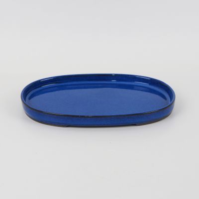 盆栽鉢 萬古焼 小判水石 生子 7号 幅21.3cm×奥行14.3cm×高2cm 受け皿 陶器 ミニ盆栽 苔玉鉢 盆栽妙拍卖