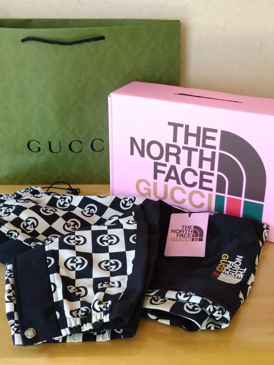 最終値下 新品未使用 付属品完備 GUCCI THE NORTH FACE グッチ ノースフェイス 軽量 インターロッキングG トラックパンツ ジャージ adidas拍卖