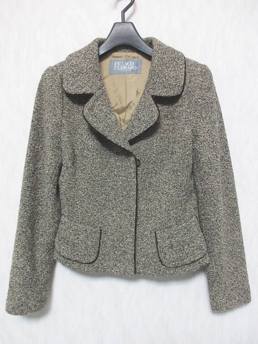フランコフェラーロ FRANCO FERRARO パイピング ジャケット 茶系 ブラウン 2 irmri kn24拍卖