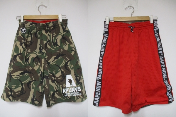 A BATHING APE アベイシングエイプ リバーシブル サルカモ 迷彩 ショートパンツ Sサイズ拍卖