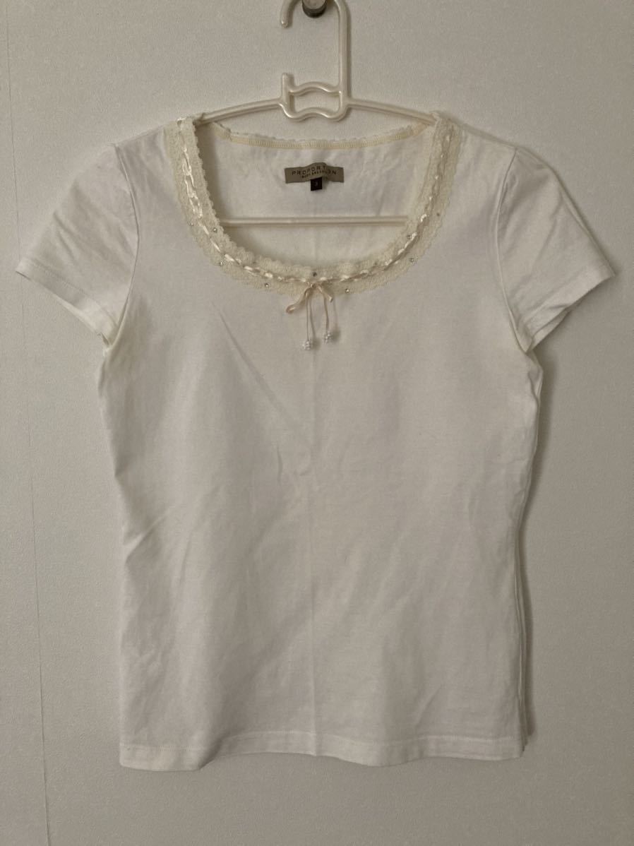 PROPORTION/プロポーション 半袖カットソー ホワイト サイズ3(M)拍卖