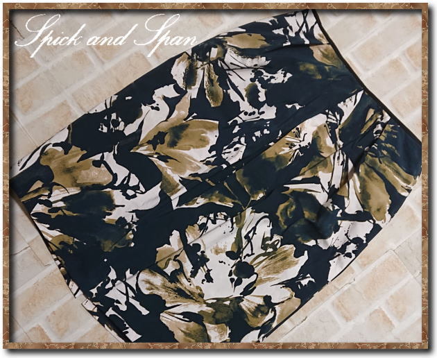 ☆Spick&Span スピックアンドスパン プリントスカート 紺☆やや難拍卖