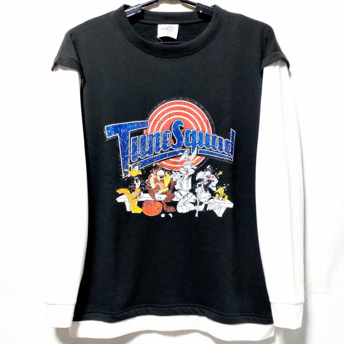 特価/未使用【サイズ=M】SPACE JAM/スペース・ジャム/ワーナー/メンズ/裏毛/レイヤード風/スウェット/トレーナー/胸囲=88~96cm/墨黒拍卖