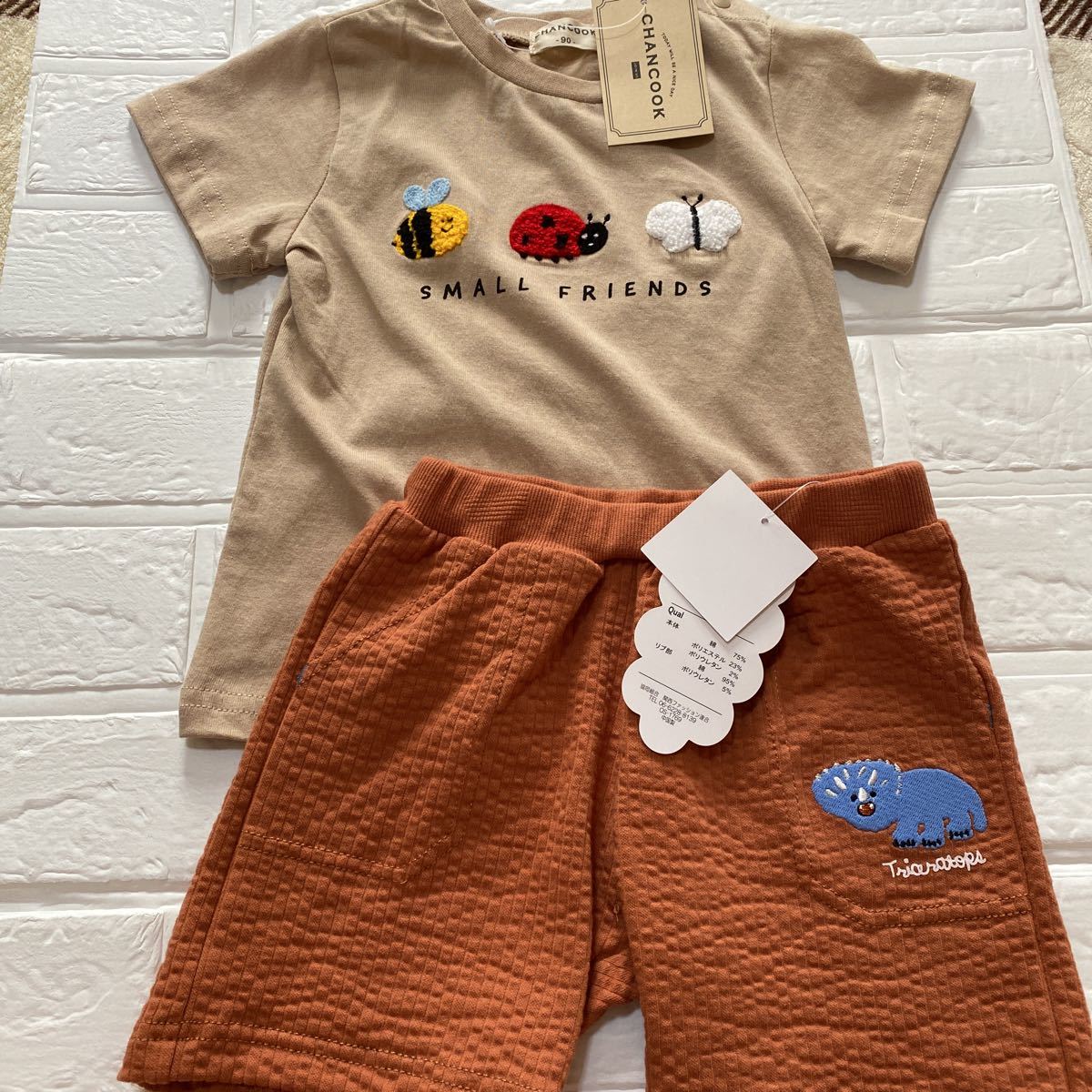 恐竜 ハーフパンツ 半袖Tシャツ 90 てんとう虫 はち拍卖