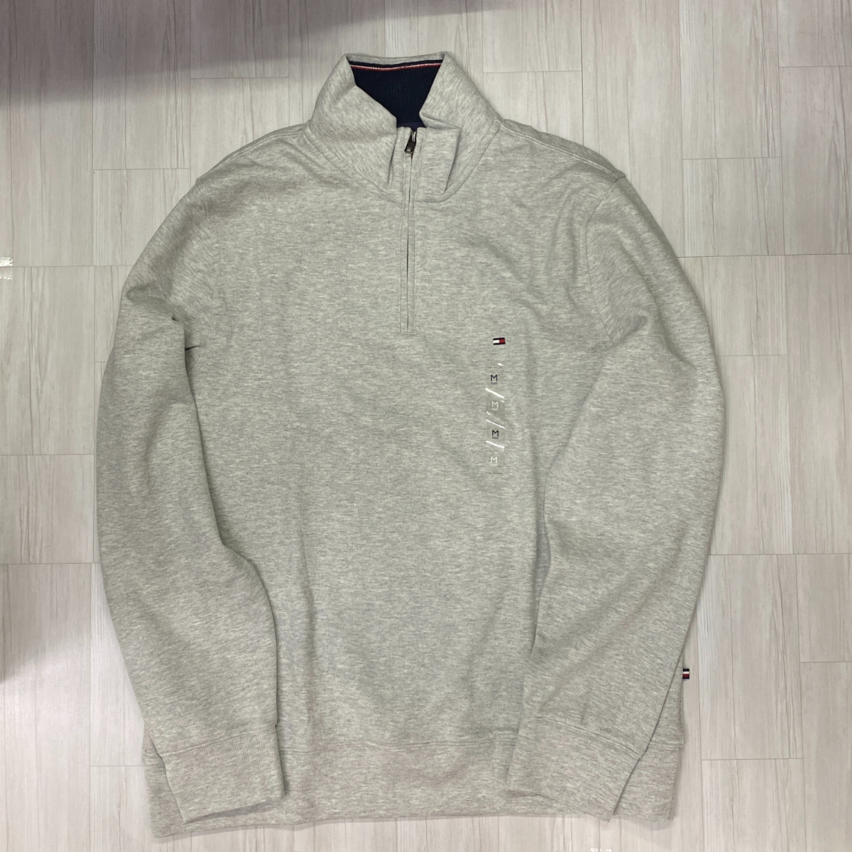 USA正規品 【L】 トミーヒルフィガー TOMMY HILFIGER USA 3/4 クオータージップ モックネック スウェットプルオーバー グレー (R4F-4)拍卖