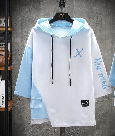 LHK1933★メンズ Tシャツ 七分袖 パーカー おしゃれ 大きいサイズ フード付き ゆったり カジュアル プルオーバー拍卖