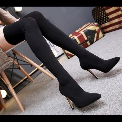LYW1247★ニーハイブーツ ロングブーツ レディース ストレッチ ハイヒール ピンヒール 厚底 美脚 22.5cm~25cm 拍卖