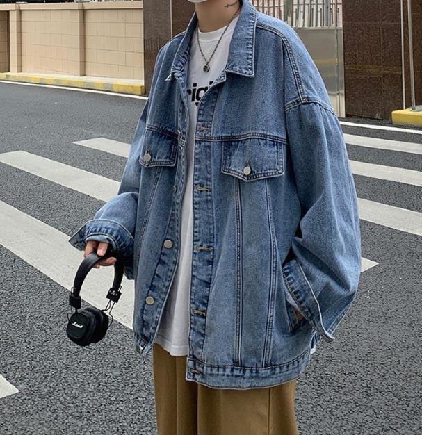 LHK1764★原宿風 無地 デニム コート メンズ ジャケット パーカ シンプル 春秋 カジュアル ゆったり 韓国風拍卖
