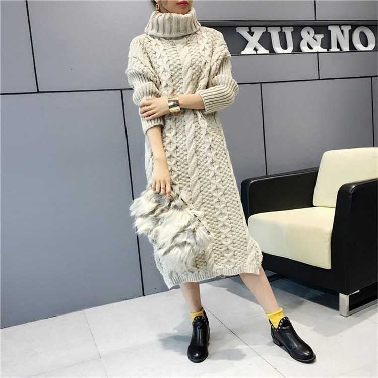 cjx1079★ニットワンピース レディース 40代 秋冬 ロング丈 ニットワンピース きれいめ 無地 タートルネック 長袖 ニットワンピース 拍卖