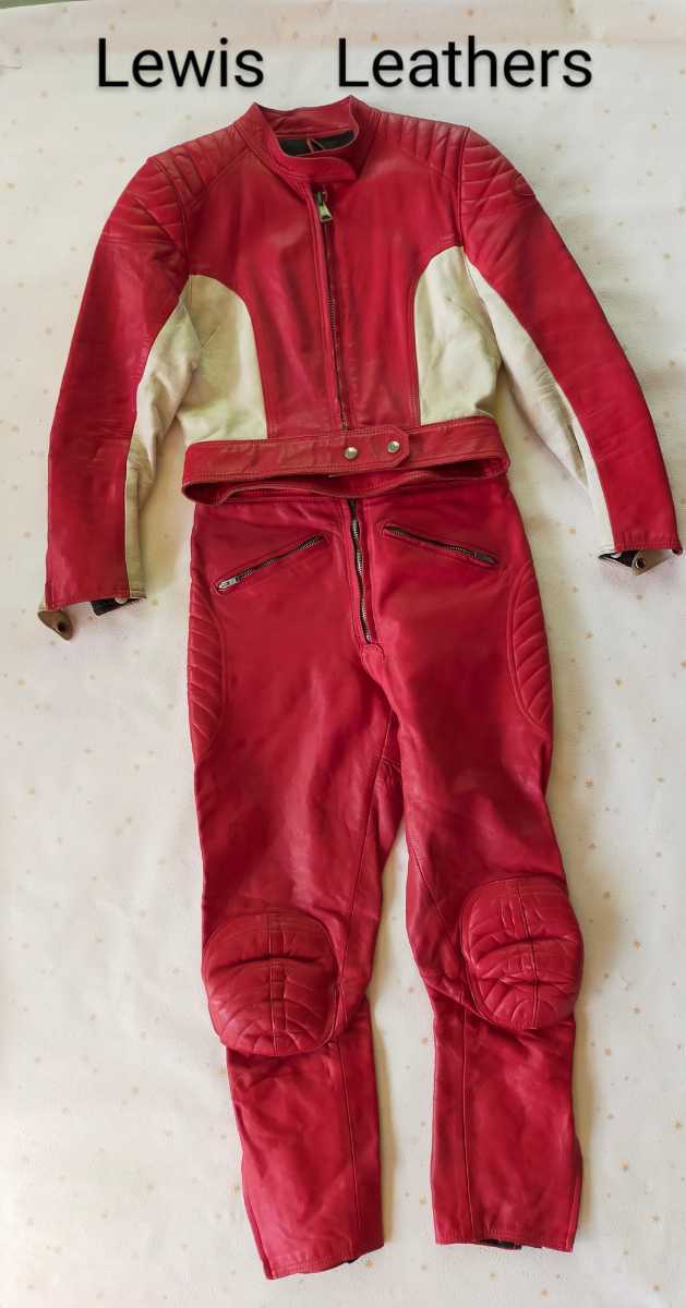 LewisLeathers  ルイスレザー セパレートタイプ スーツ ヴィンテージ レディース レッド/ホワイト 赤 白 送料無料拍卖