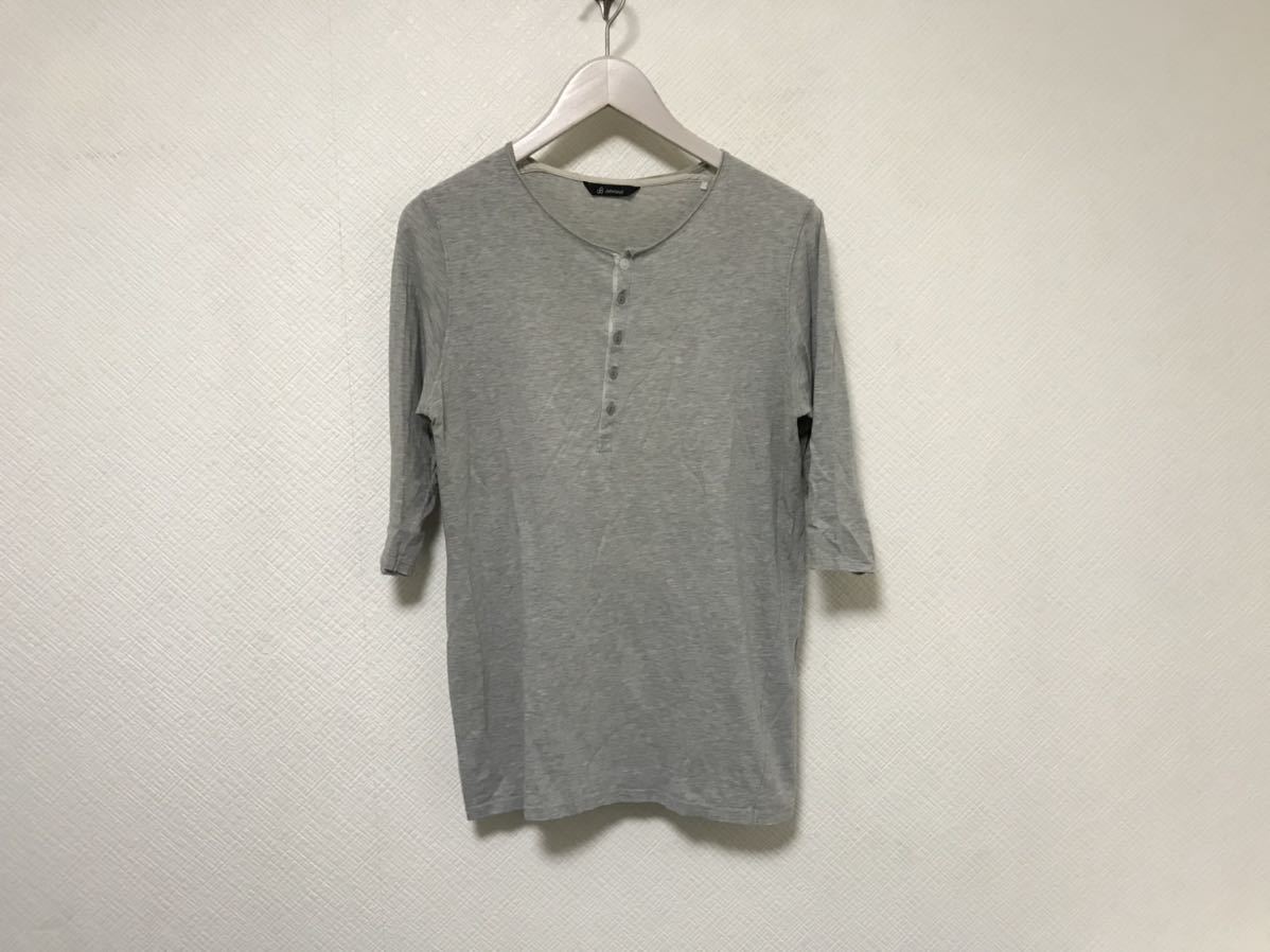 本物ジョンブルjohnbullコットンヘンリーネック無地半袖TシャツメンズアメカジサーフスーツビジネスグレーS日本製インナー拍卖