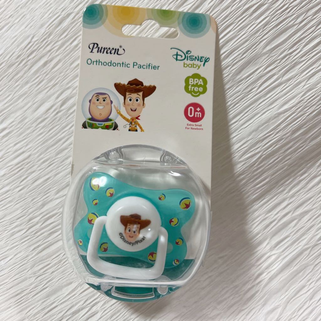 未使用 海外限定 Pureen トイストーリー ウッディ おしゃぶり 0ヶ月~ グリーン 緑 BPAフリー ケース付き 新生児 ベビー用品 ディズニー拍卖
