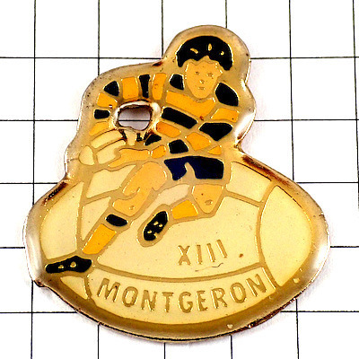 ピンバッジ・ラグビー選手とボール縞のラガーシャツ球◆フランス限定ピンズ◆レアなヴィンテージものピンバッチ拍卖