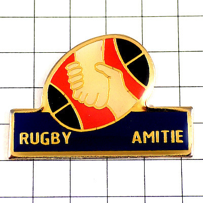 ピンバッジ・ラグビー球と握手◆フランス限定ピンズ◆レアなヴィンテージものピンバッチ拍卖