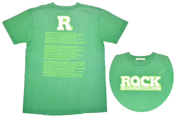 Y-5032★送料無料★ROCK IN JAPAN FES 2006年 ロッキング オン ジャパン フェスティバル★グリーン緑色 両面プリント 半袖 T-シャツ L拍卖