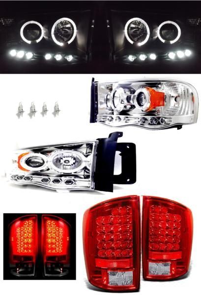 ダッジ ラム P/U 02y- クロームLEDヘッドライト&テールSET セット 送料無料拍卖