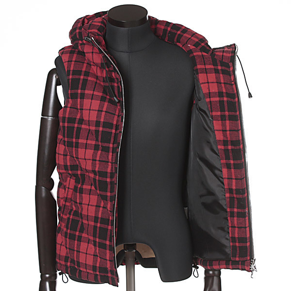 新品 DETAILS ディテイルス レッド チェック ダウンベスト拍卖