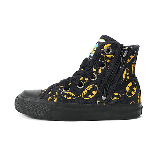 古着 CONVERSE コンバース バッドマン 総柄 オールスター ハイカット スニーカー ALL STAR HI 15cm 黒シューズ キッズ ベビー拍卖