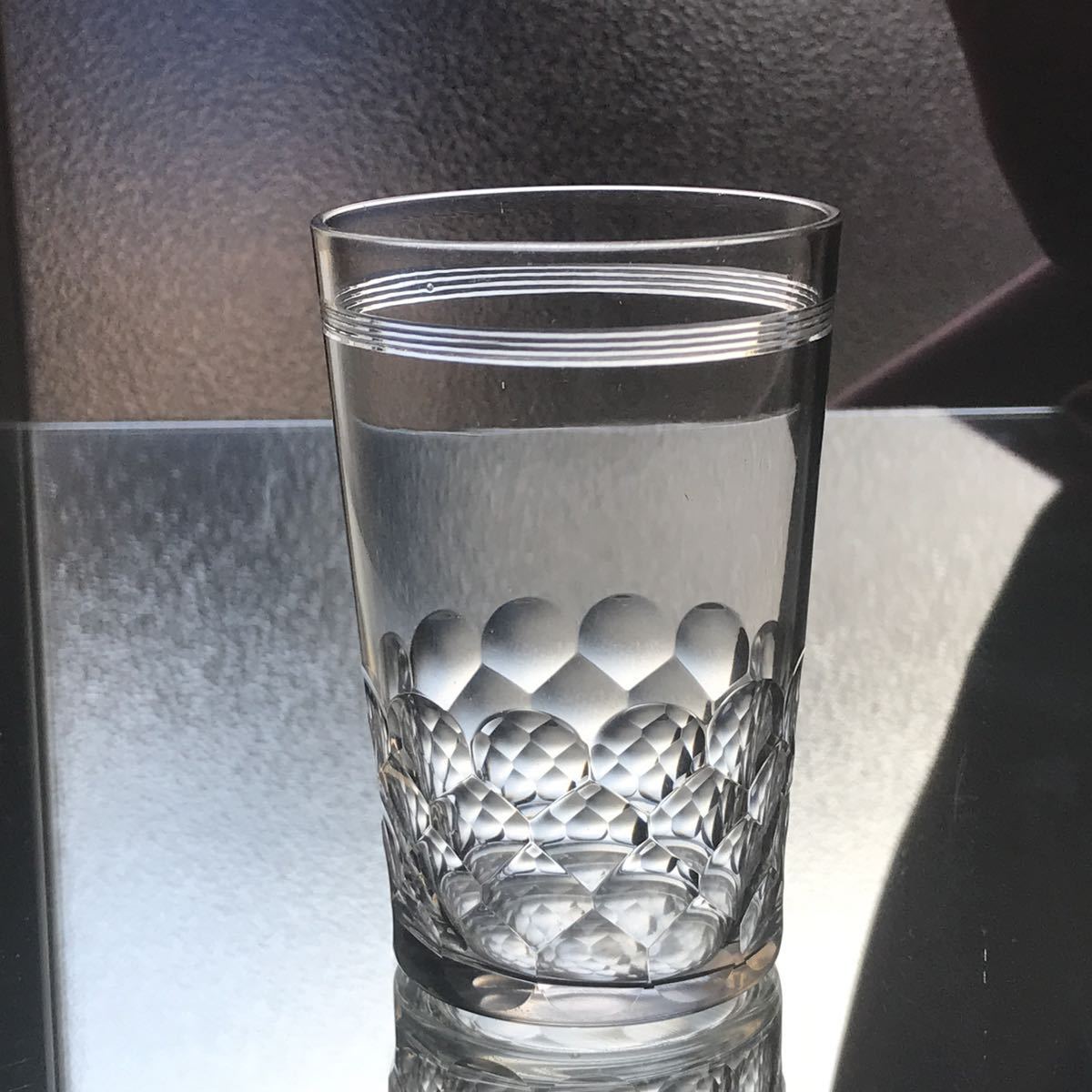 カットの美しいオールドバカラBACCARATショニーChauny水&ワイングラス うろこ状カット クリスタルガラスフランスアンティーク拍卖