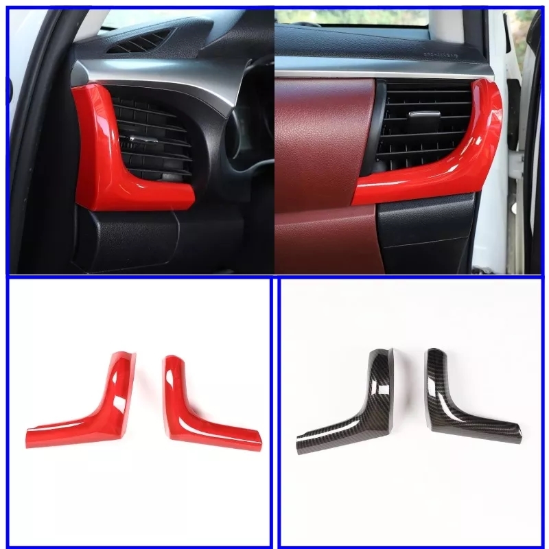 1組インテリアモールディング ABS 赤インストルメントパネルサイドエアアウトレット L トリムカバートヨタハイラックス Revo 2015-2021 拍卖