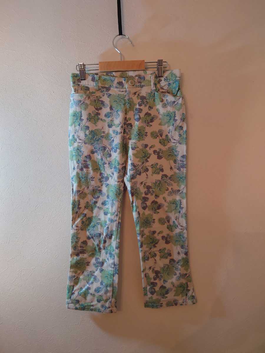 インディヴィ INDIVI ストレッチ クロップドプリントスキニーパンツ 36サイズ Sサイズ ストレッチパンツ アンクルパンツ拍卖