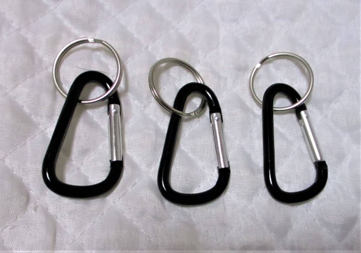【 カラビナ キーホルダー 3個セット 黒 】 便利! お洒落にアレンジ! フック ブラック拍卖