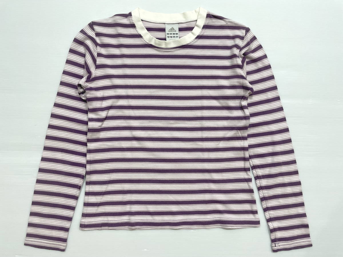 アディダス adidas 長袖Tシャツ ロンT レディース ボーダー クルーネック カットソー 石瀬4515拍卖