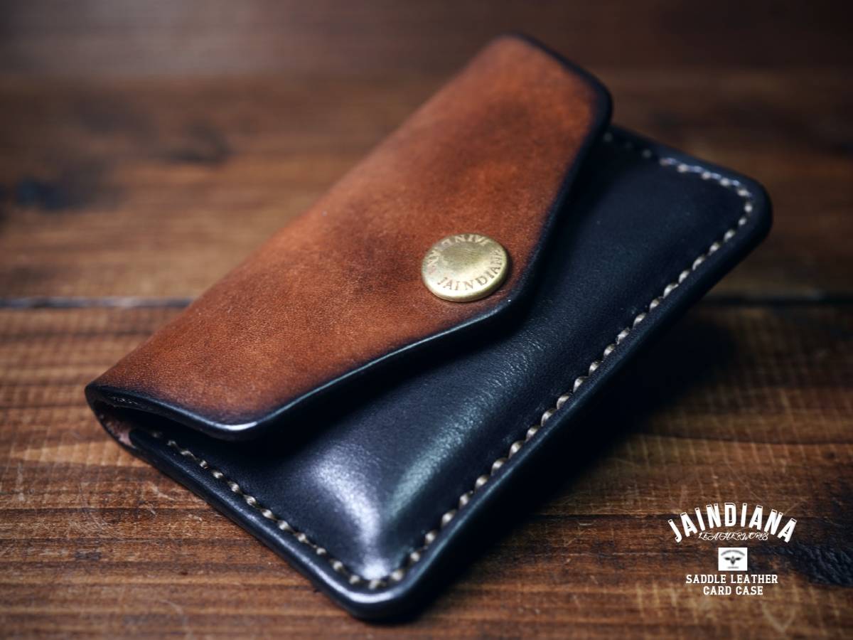 手縫い サドルレザー・カードケース ビンテージ染めブラウン・ブラック CCA-BBR カード入れ拍卖